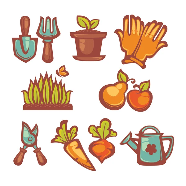 My little  farm and gardening icons and objects — Stock Vector