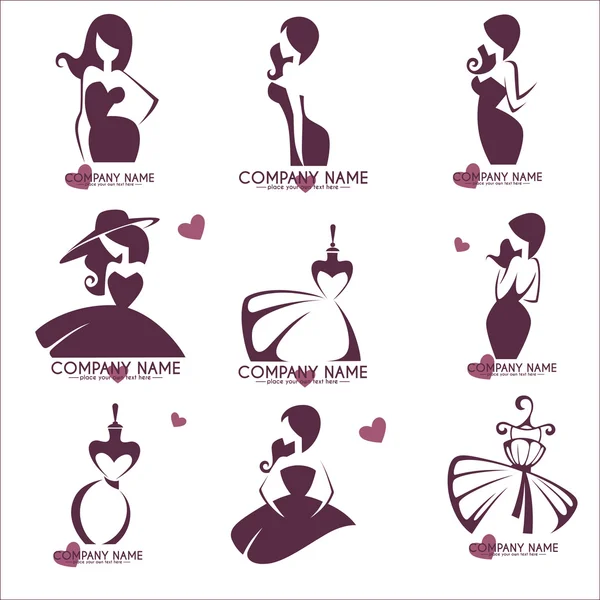 Mode- en beautytendensen logo en embleem collectie — Stockvector