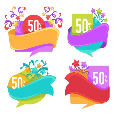 vektör toplama parlak indirim Etiketler, afiş ve çıkartmalar,