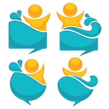 vektör toplama Aqua Parkı ve yüzme eylemler logo, amblem