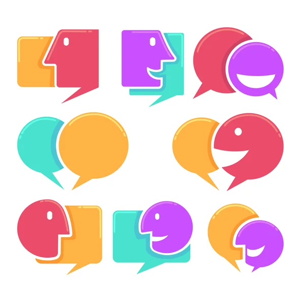Vektor-Sammlung von sprechenden, sprechenden und kommunikativen Symbolen, — Stockvektor