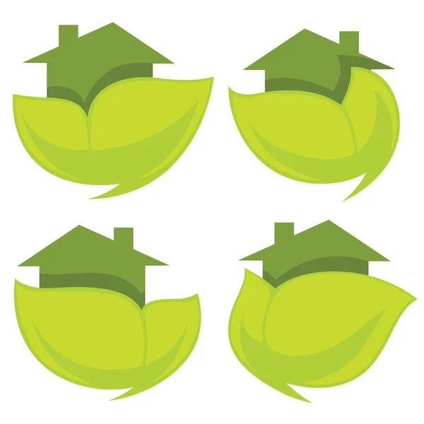 Ensemble vectoriel de maisons écologiques logo, signes et icônes — Image vectorielle