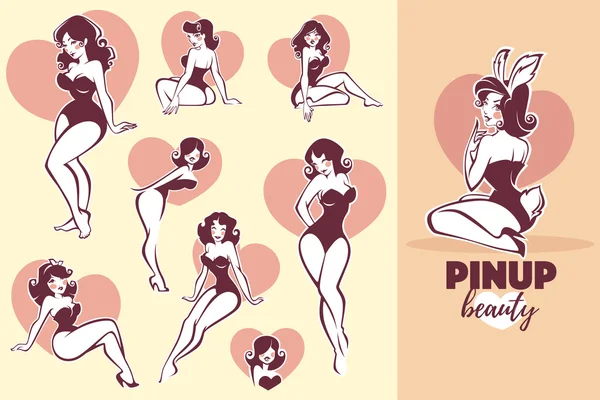 Vector pinup and beauty collectio — Stock Vector