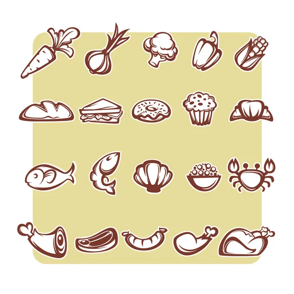 Comida común y comida cotidiana, colección de objetos vectoriales — Vector de stock