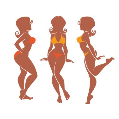 Yaz siluetleri vektör artı pinup kız boyutu