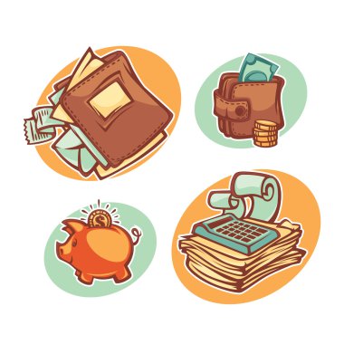 Maliye, para ve vergi vektör simgeler, etiketleri ve Amblemler