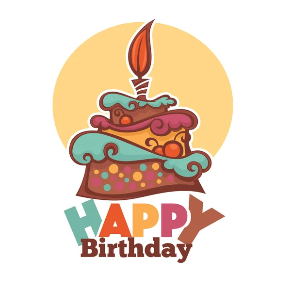 Fond vectoriel avec image de gâteau d'anniversaire, bougie et lieu — Image vectorielle