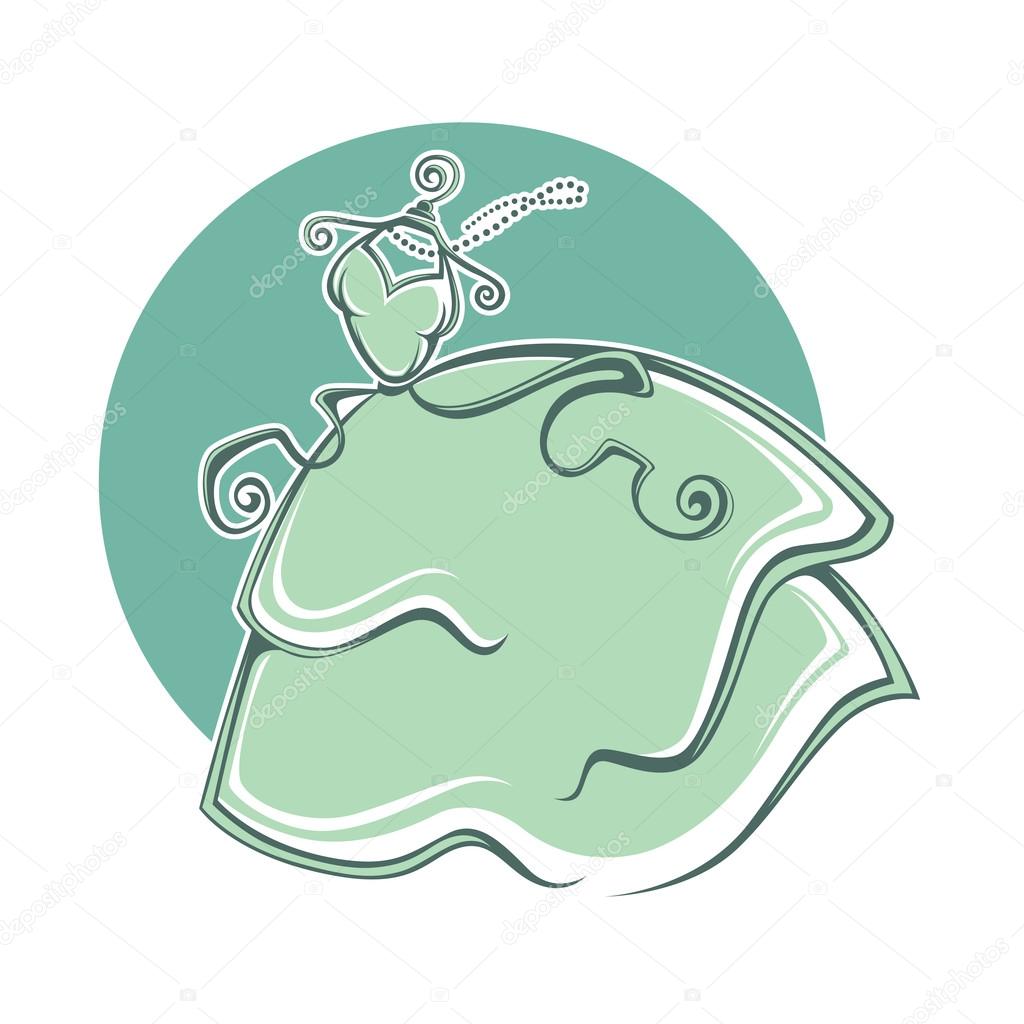 Romantic wedding dress, vector illustration for your logo template