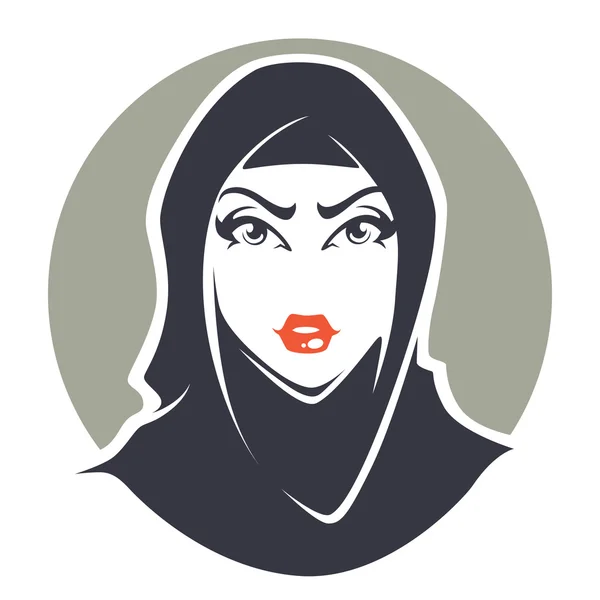 Beautiful face of arabic muslim woman, vector illustration for y — Stock Vector