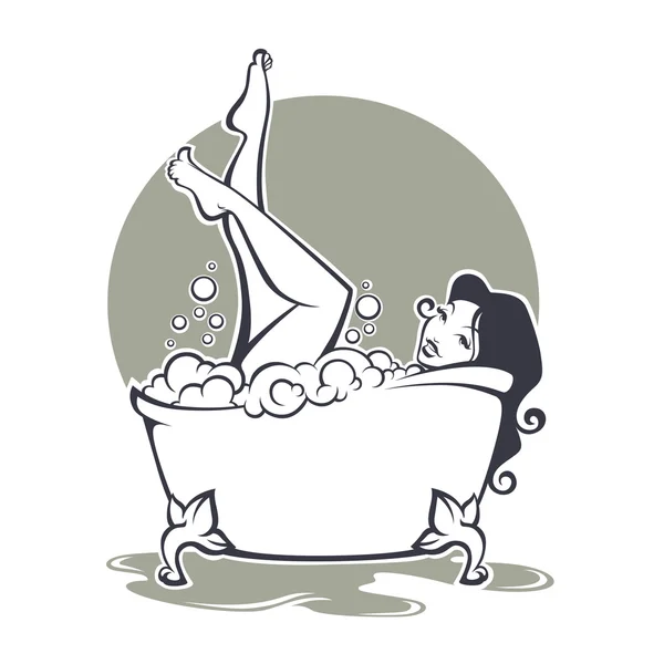 Tiempo para mí, imagen vectorial de la hermosa mujer tomando un baño en b — Archivo Imágenes Vectoriales