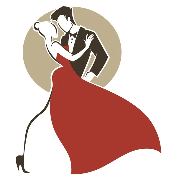 Tango romántico, hombre y mujer, tarjeta de felicitación de boda — Vector de stock