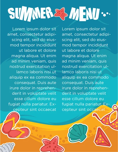 Zomer tijd, brochure en flyer-sjabloon voor uw zomer-menu — Stockvector