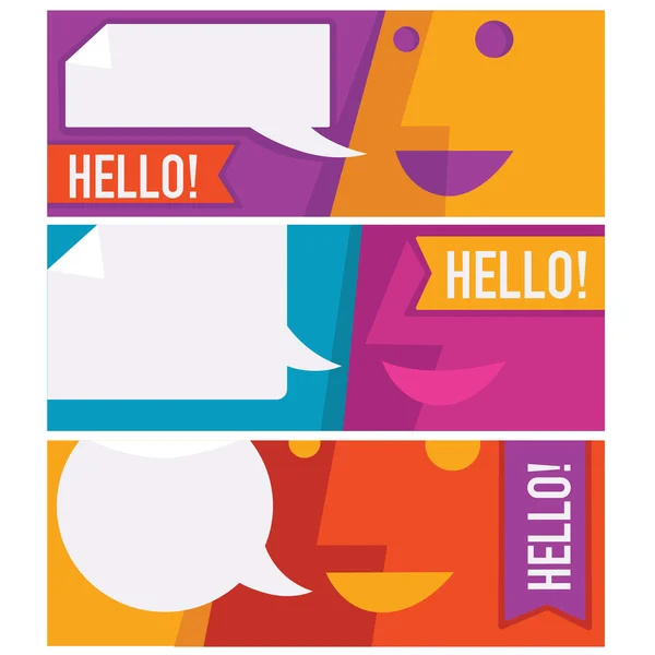 Vector collection of talking, speaking and communication banners — Stock Vector