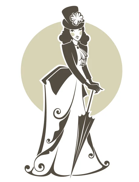 Imagen vectorial de la mujer victoriana en vestido histórico — Vector de stock