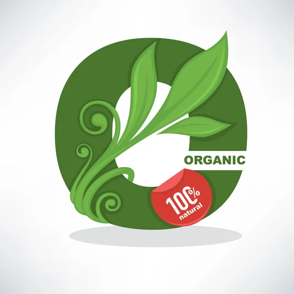 Fresh, organic and green, vector O-letter banner template design — Stock Vector