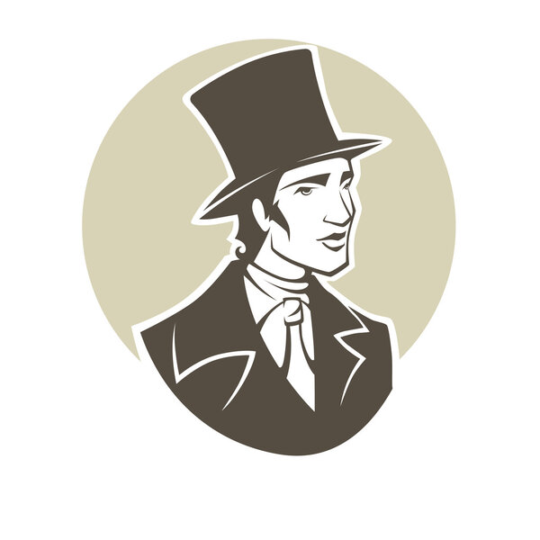Elegant young man of the nineteenth century. vector portrait