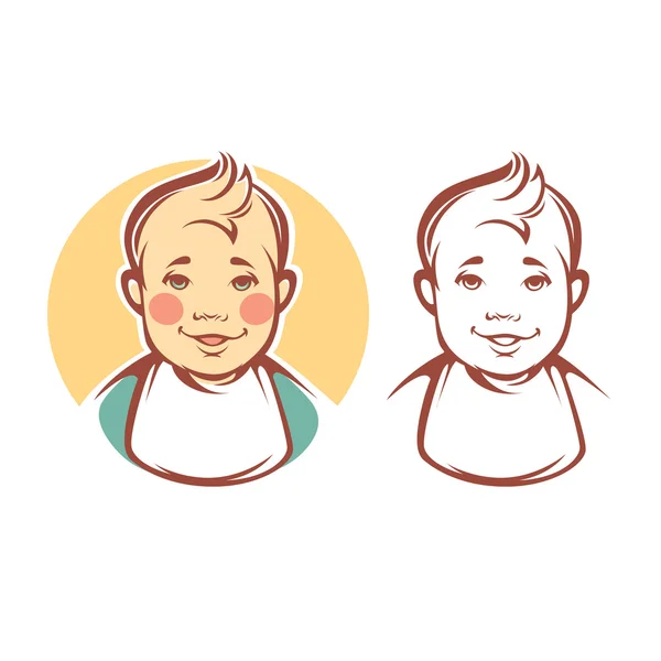 Bebé sonriente, retrato vectorial para su diseño — Vector de stock