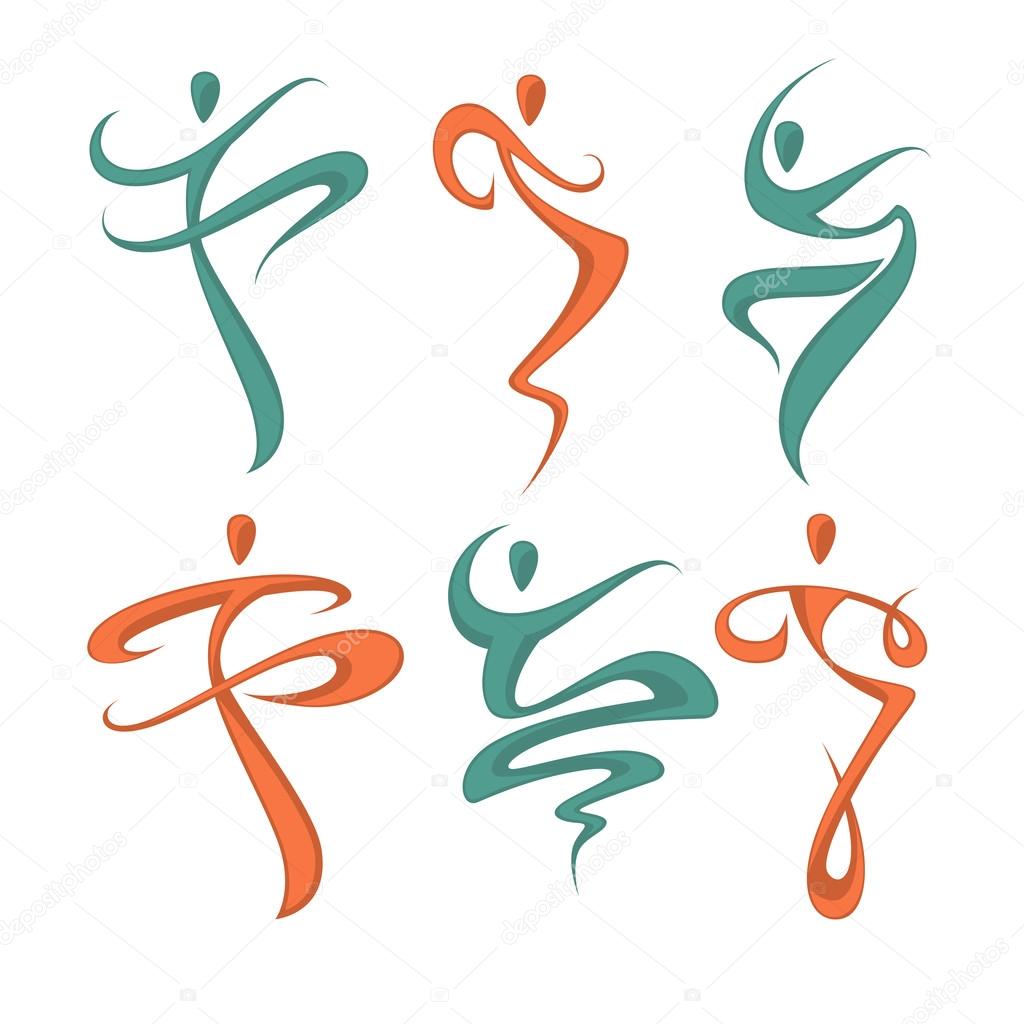 Abstract Dancing People Silhouette for Your Logo
