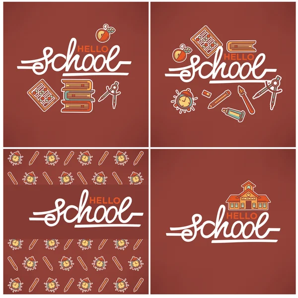 Hallo school, vector educatieve banner ontwerp templat — Stockvector