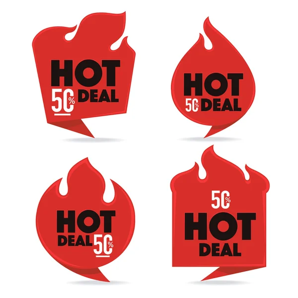 Hot deal, vector fire banners, template design for your sale or — Stock Vector