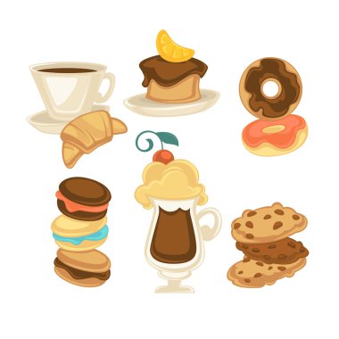 Tatlı yemek, kek, tatlı vektör görüntüleri koleksiyonu