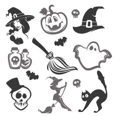 verctor siluetleri ve Cadılar Bayramı tasarım nesneleri