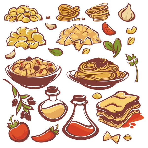 Todo para su pasta, vector ingridient colección para usted spaghet — Vector de stock