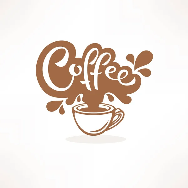 Tasse Café Doux Chaud Logo Lettrage Vectoriel Étiquette Emblème — Image vectorielle