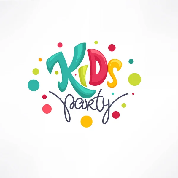 Kids Party Speelse Belettering Logo Compositie Stockvector