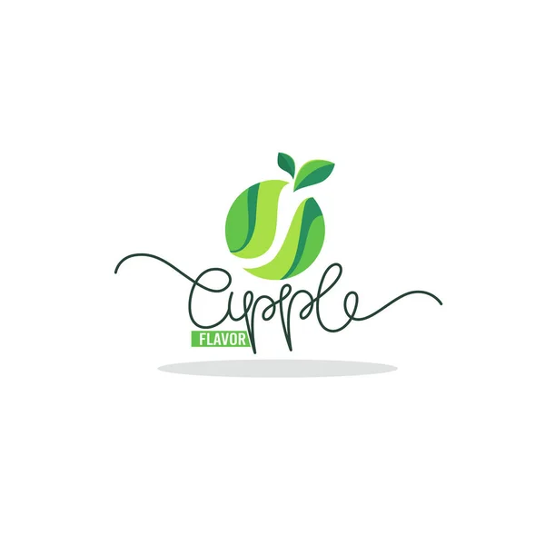Appel Fruit Smaak Logo Met Belettering Samenstelling — Stockvector