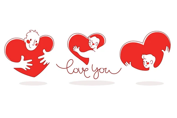 Mężczyzna Serce Zbiór Naklejek Miłosnych Logo Etykiet Form — Wektor stockowy