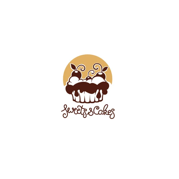 ベーカリー菓子ケーキデザートお菓子屋さんベクトルロゴテンプレート — ストックベクタ