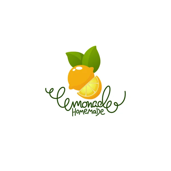 Limonata Fatta Casa Logo Doodle Vettoriale Etichetta Emblema Menu Delle — Vettoriale Stock