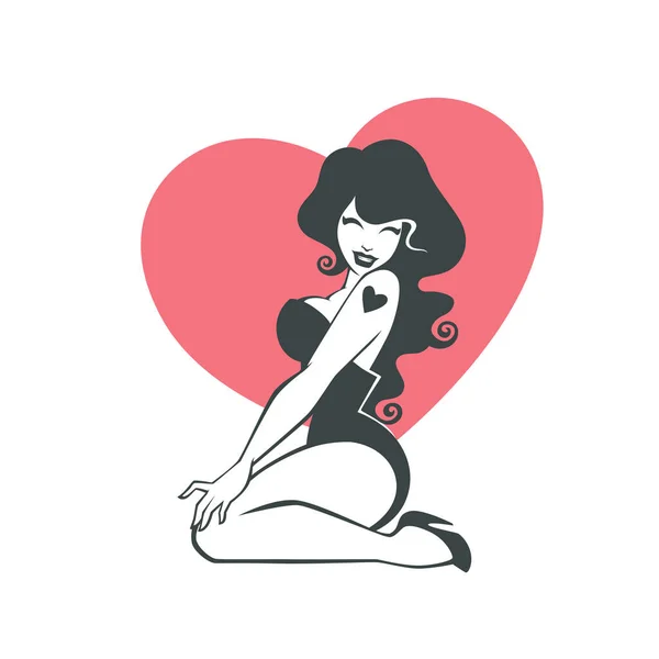 Imagen Vectorial Chica Atractiva Pinup — Vector de stock