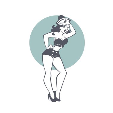Seksi poster kızı, vektör illüstrasyonu.