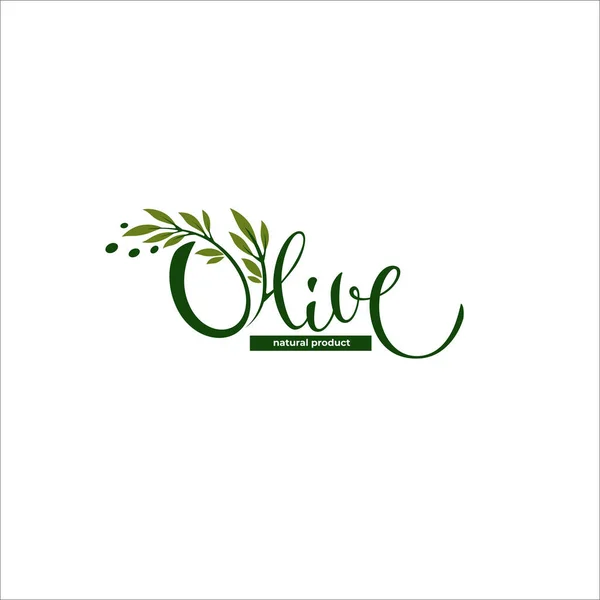 Lichte Eenvoudige Olijfolie Logo Met Opschrift Compositie — Stockvector