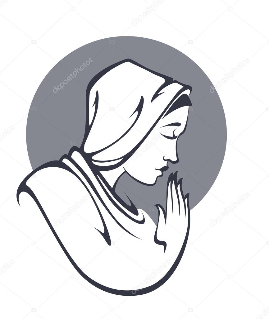 vector portrait of Virgin Mary