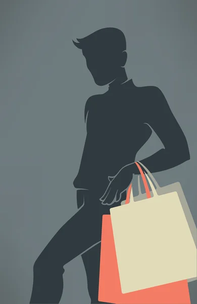 Handsome man with shopping bags — Stock Vector