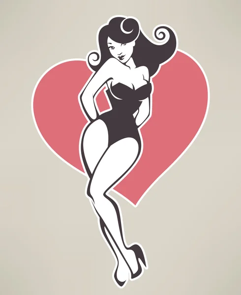 Imagen vectorial de chica atractiva pinup — Archivo Imágenes Vectoriales