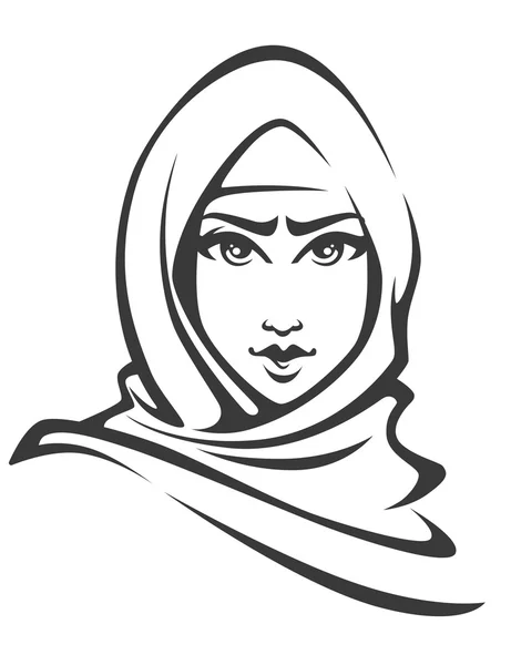 Beautiful face of arabic muslim woman — Stock Vector