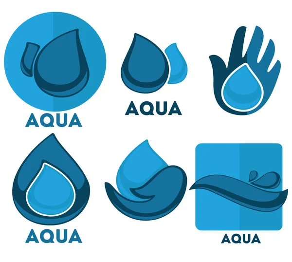 Vatten klistermärken och symboler i platt stil — Stock vektor