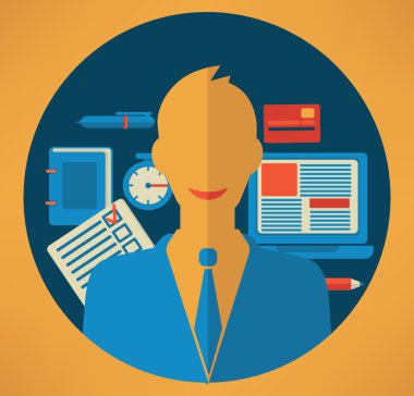 genç, mutlu ve meşgul işadamı