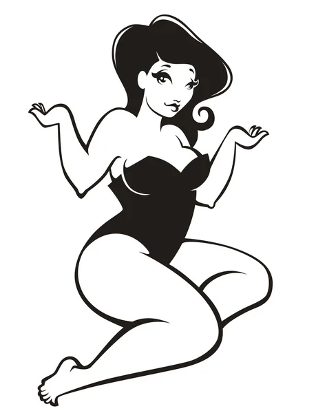 Plus size pin up menina no estilo dos desenhos animados — Vetor de Stock