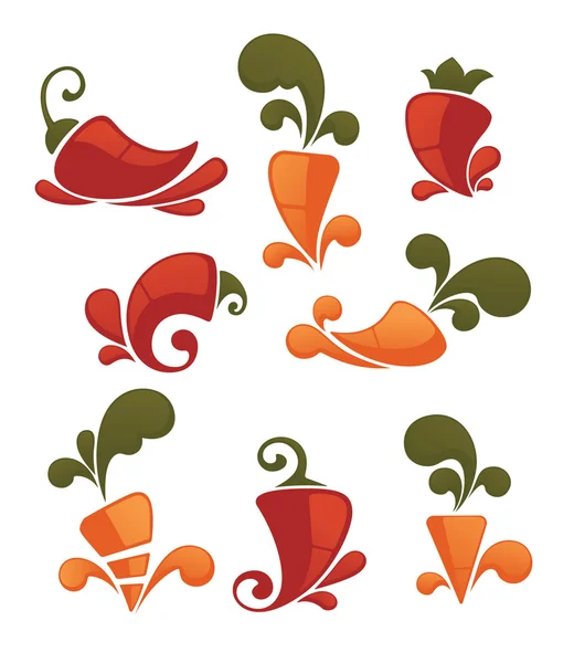 Fresh carrot and pepper — Stock Vector