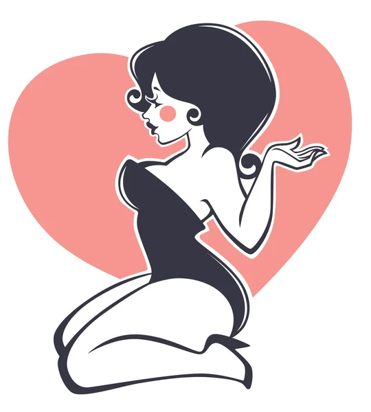 Imagen vectorial de chica atractiva pinup de gran tamaño — Vector de stock