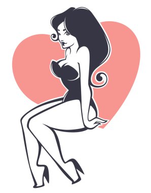 Çekici büyük boy pinup kız vektör görüntü