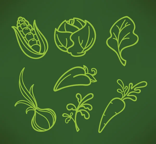 Vetorial doodle vegetais imagens em estilo desenhado à mão — Vetor de Stock