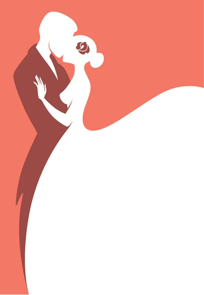 Mariée et marié, carte de mariage dans un style élégant — Image vectorielle