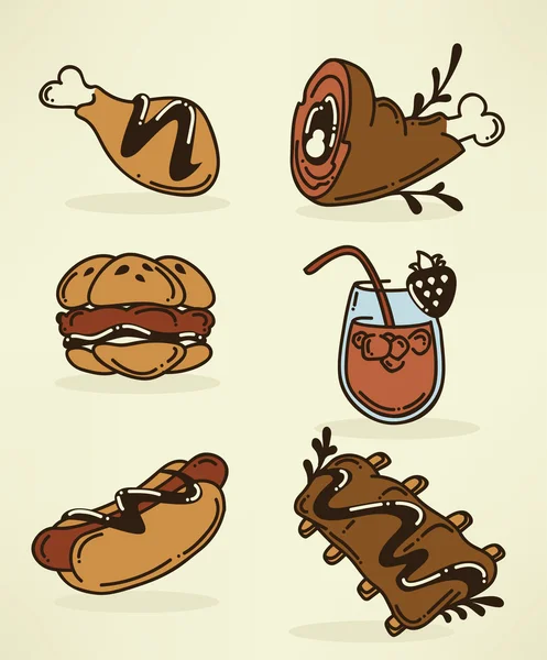 Collezione di barbecue doodle vettoriale — Vettoriale Stock