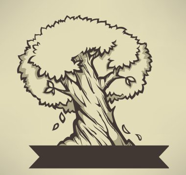 eski zeytin ağacı, vektör illuctration